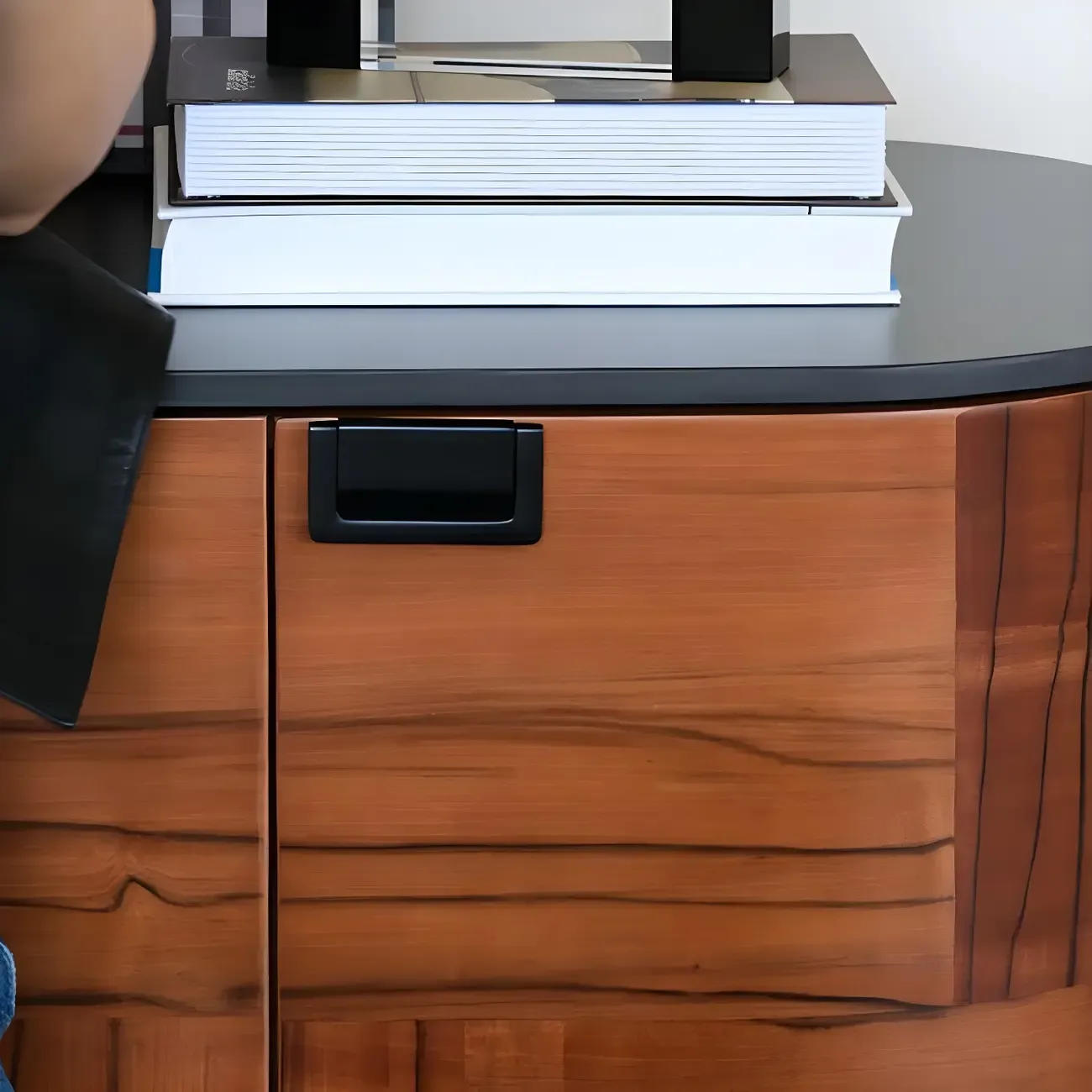 Brown Wooden Sideboard Cabinets with Stone Countertop