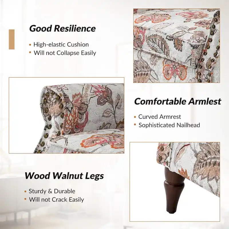 Nyctelius Traditional Polyester Accent Chair with Rolled Arms and Nailhead Trim by HULALA HOME