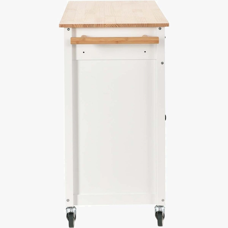 Kitchen Island Cart with Solid Wood Top and Locking Wheels