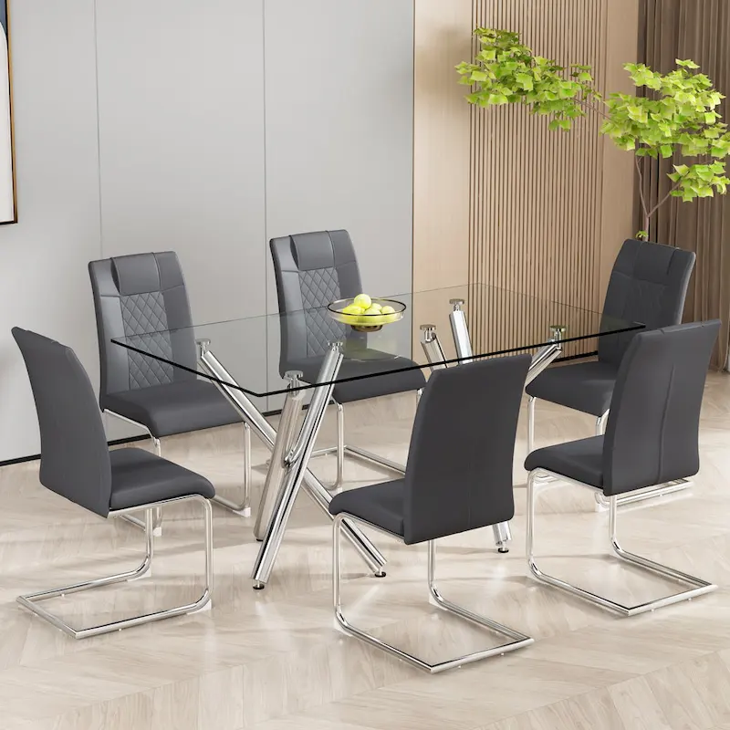 Modern dining chairs leather soft cushion seats