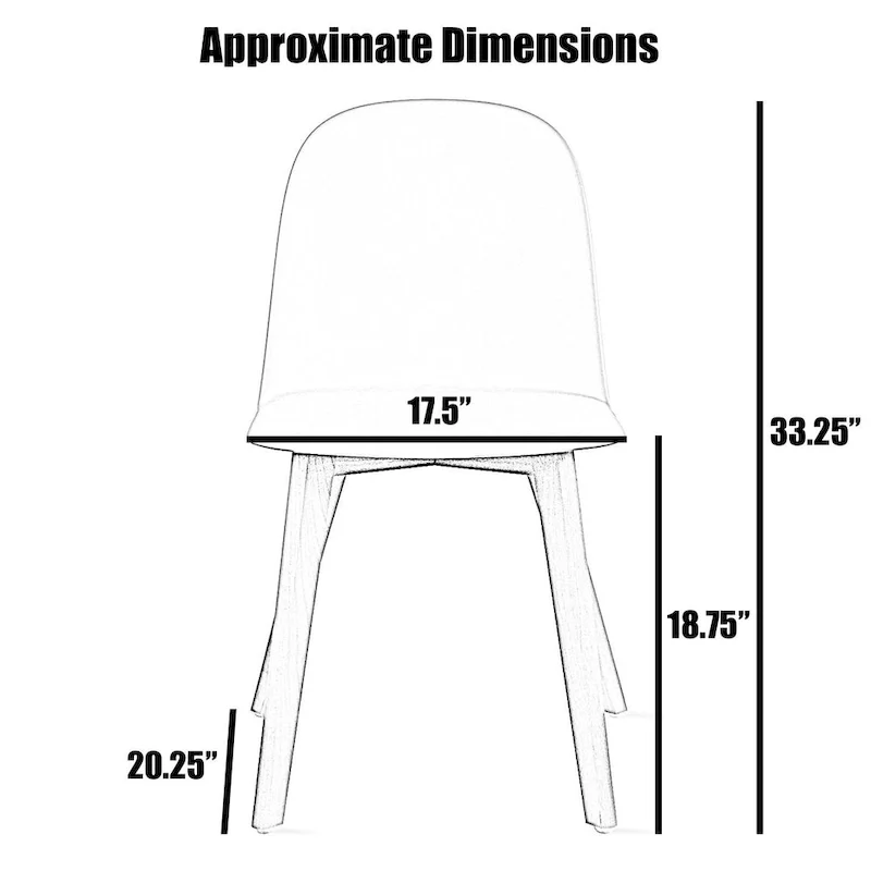 Set of 2 Plastic Dining Side Chairs with Wood Base