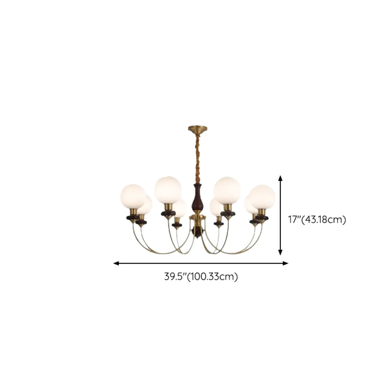 Gold Classic Globe Glass Chandelier Height Adjustable