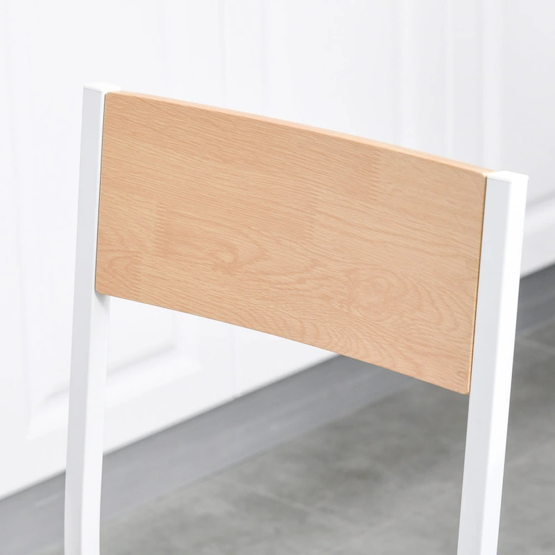 HOMCOM 3-Piece Wooden Square Dining Table Set with 1 Table and 2 Chairs and Sturdy Metal Frame, White