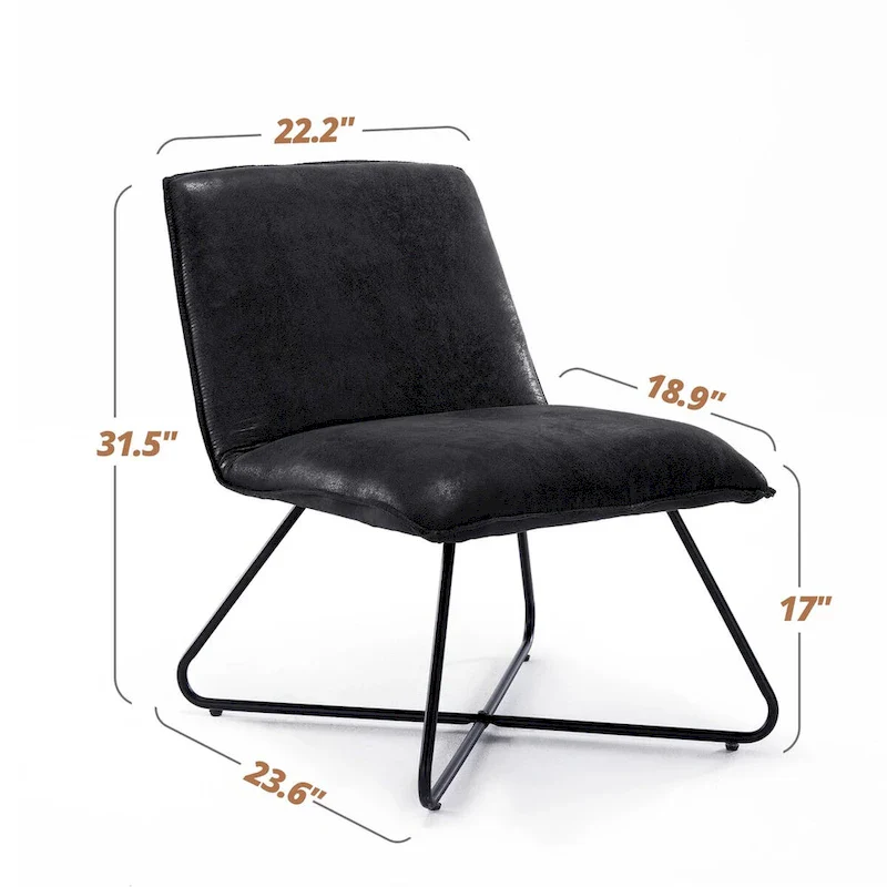 Mid Century Faux Leather Accent Chair With Adjustable Backrest Set of 2 - 31.5 H X 22.2 W X 23.6 D