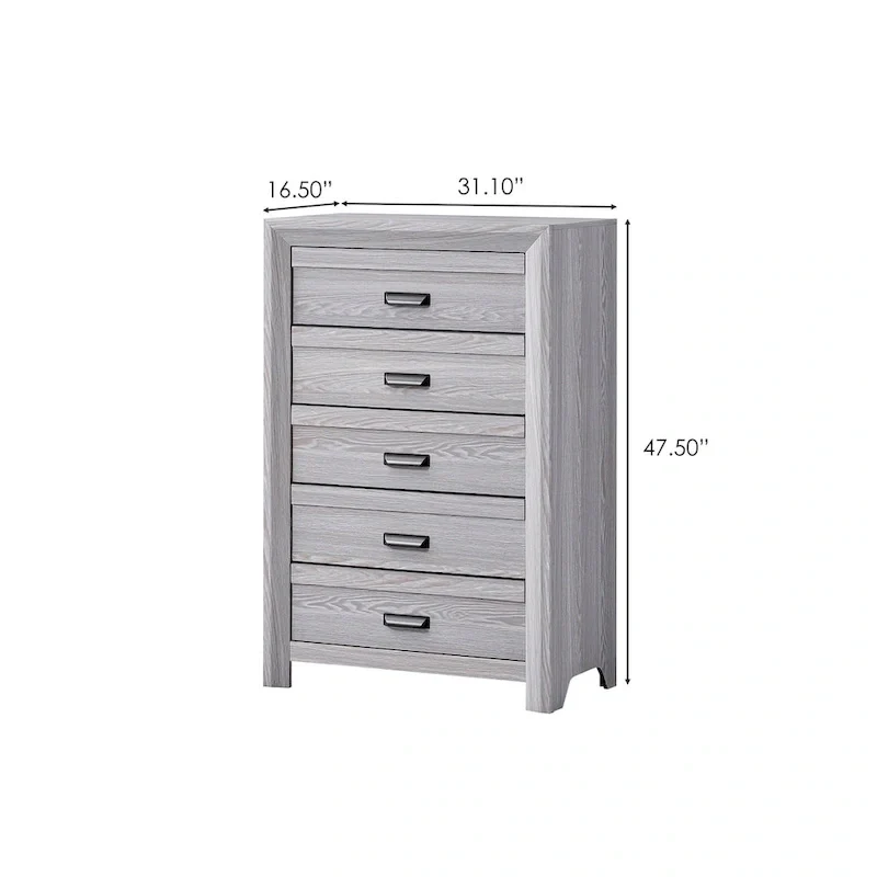 Essa 5 Piece Gray Panel Bedroom Set