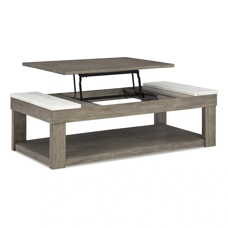 Signature Design by Ashley Loyaska Grayish Brown/White Lift-Top Coffee Table - 56.13 W x 28.25 D x 18.13 H