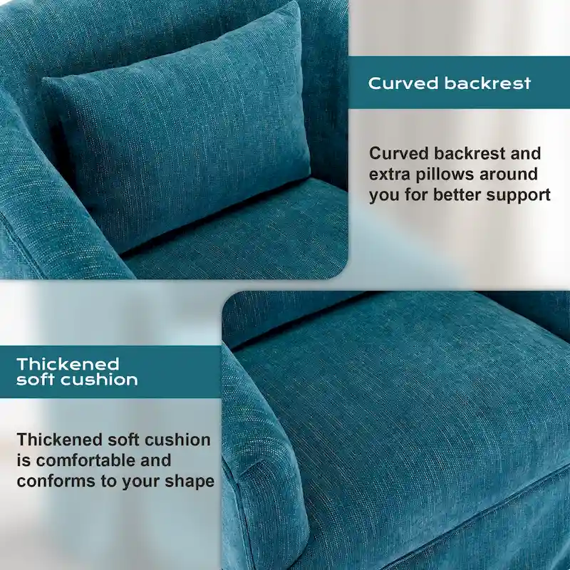 Ouyessir Upholstered Swivel Barrel Chair 360 Degree Accent Chair Fabric Armchair