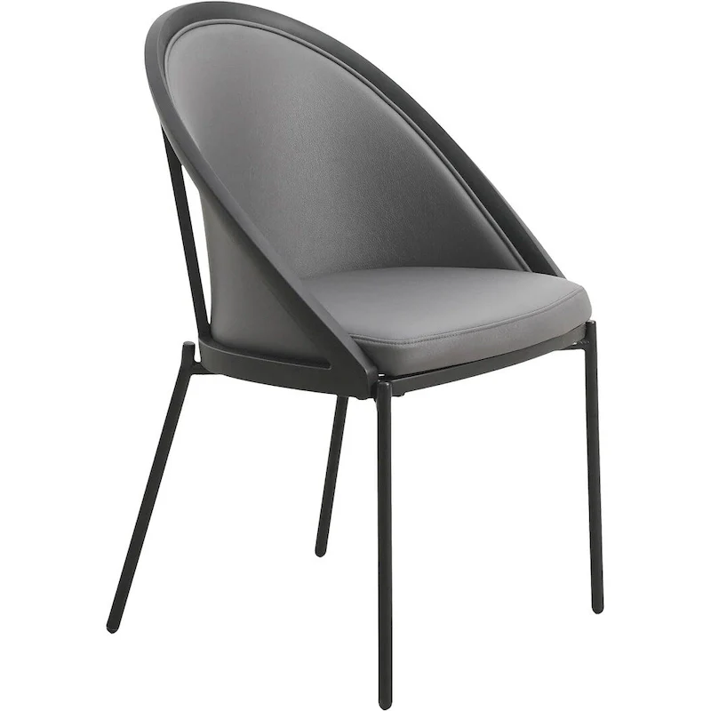 Urbane Upholstered Faux Leather Dining Chair with Powder Coated Steel Legs by LeisureMod