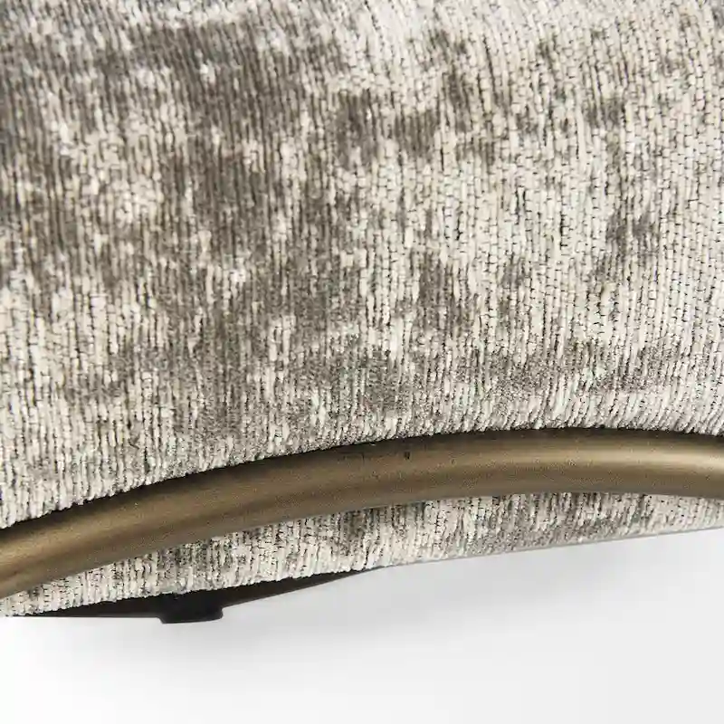 Gray Fabric Upholstered Bench with Gold Metal Legs