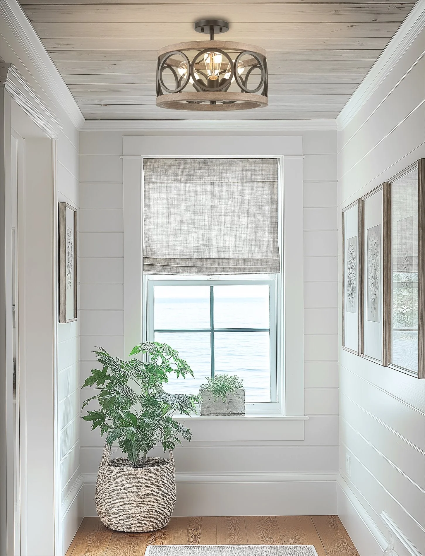 Larkin 15 3-Light Modern Farmhouse Semi-Flush Mount Ceiling Light