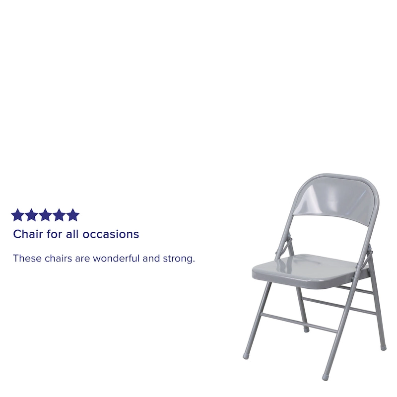 4 Pack Triple Braced & Double Hinged Metal Folding Chair