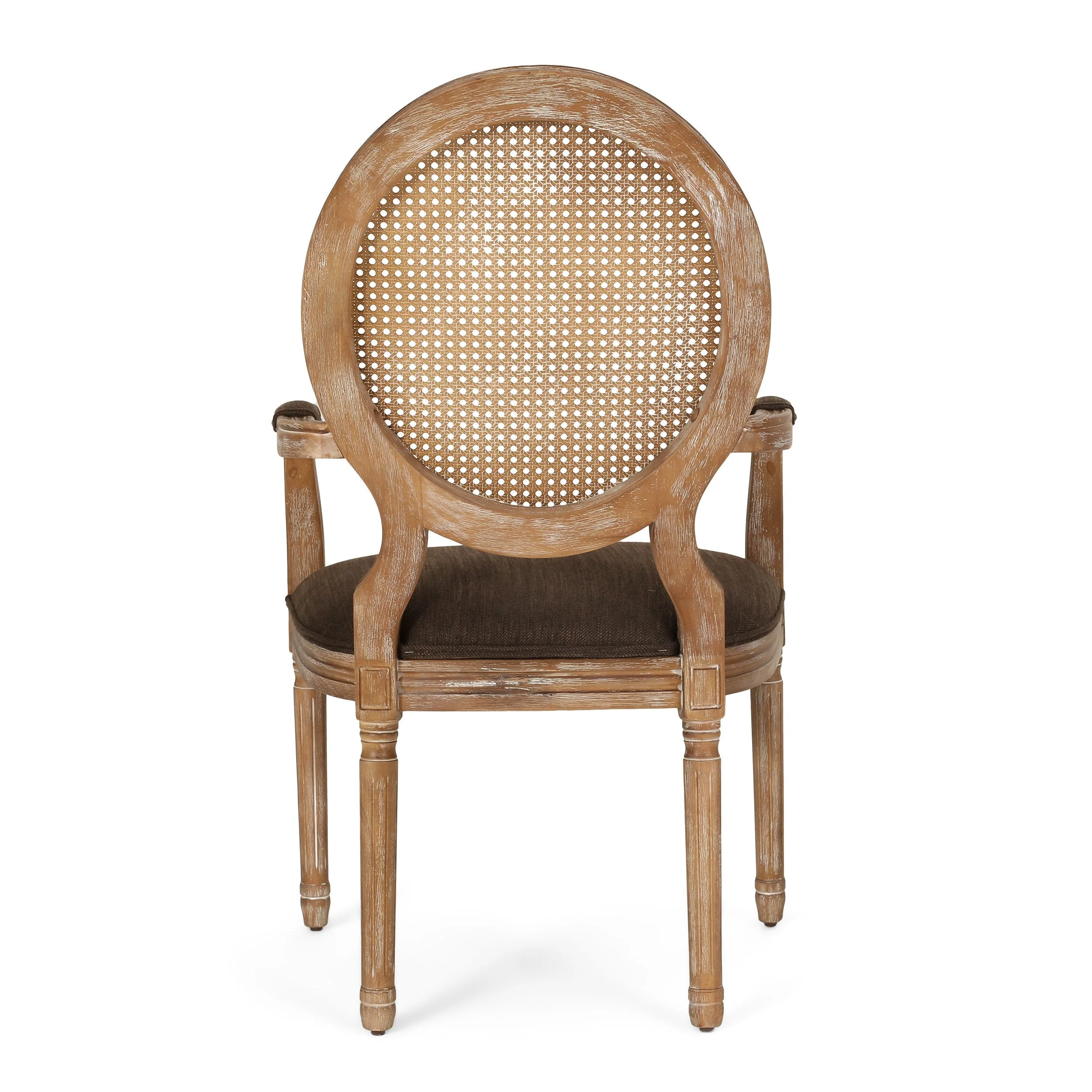 French Country Wood and Cane Upholstered Dining Chair - NH651513