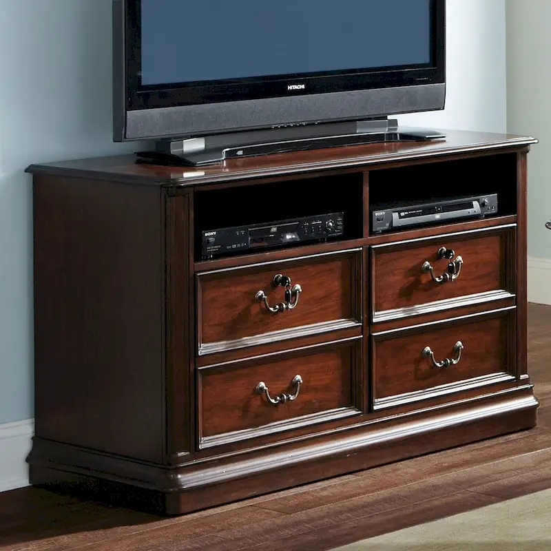 Cognac Finish Executive Lateral File Cabinet, 1-Person Home Office