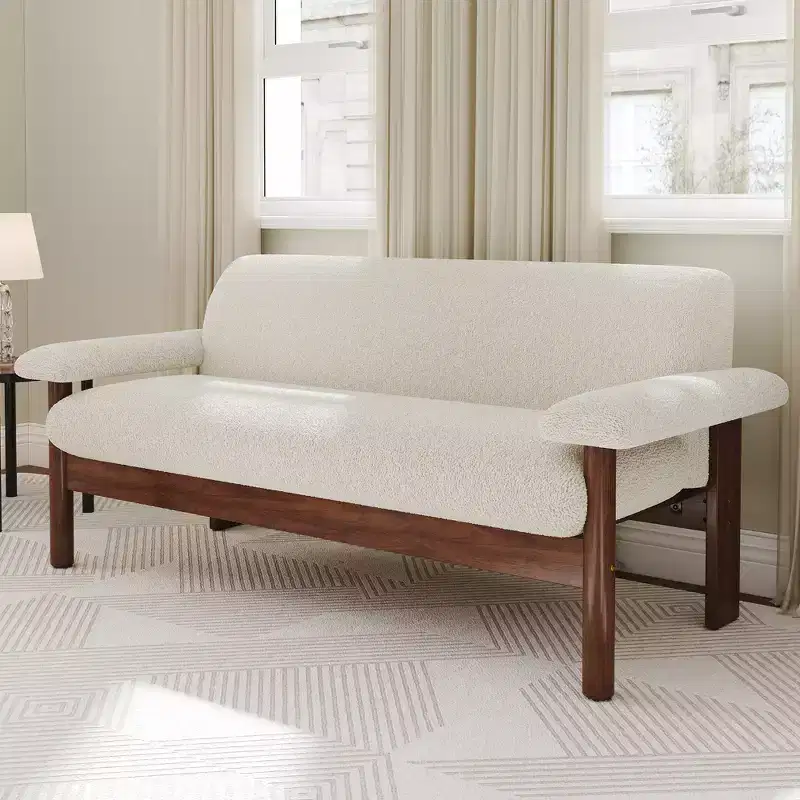 Christopher Knight Home Basile Modern 2 Seater 72.8 Sofa with Armrest Pillows and Rubberwood Legs