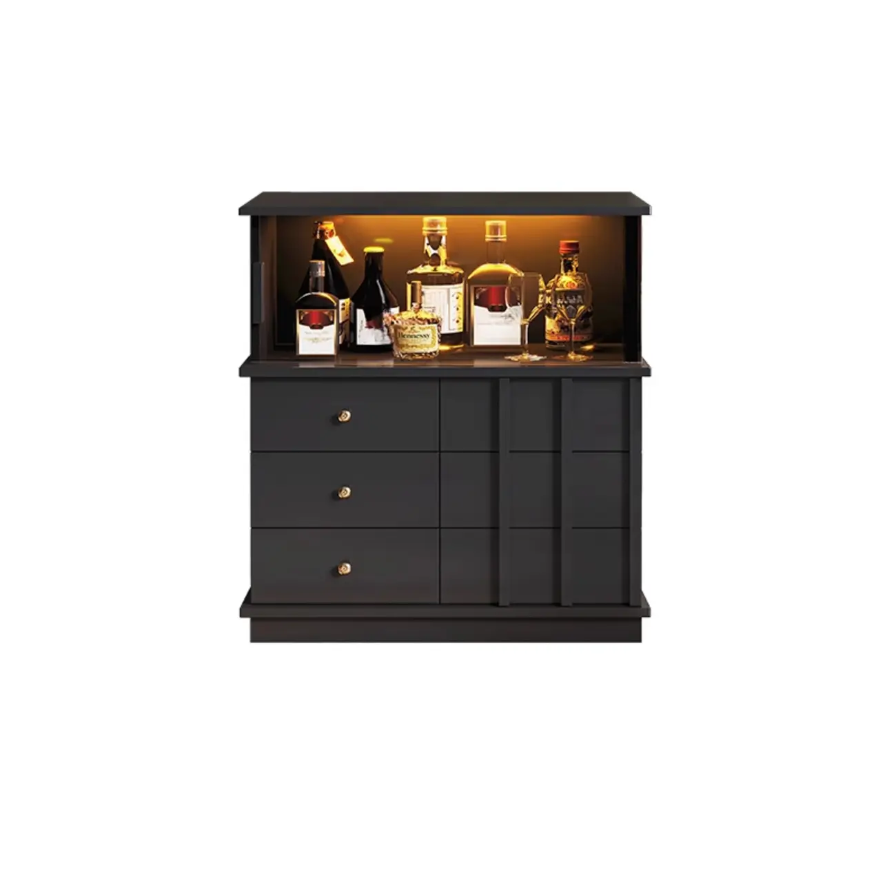 Modern Nut-brown Freestanding Wood Wine Bar Cabinet