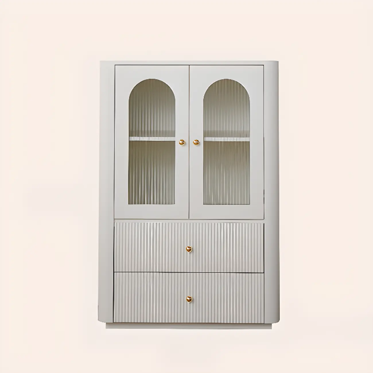 Modern Wooden Glass-panel White Utility Storage Cabinet