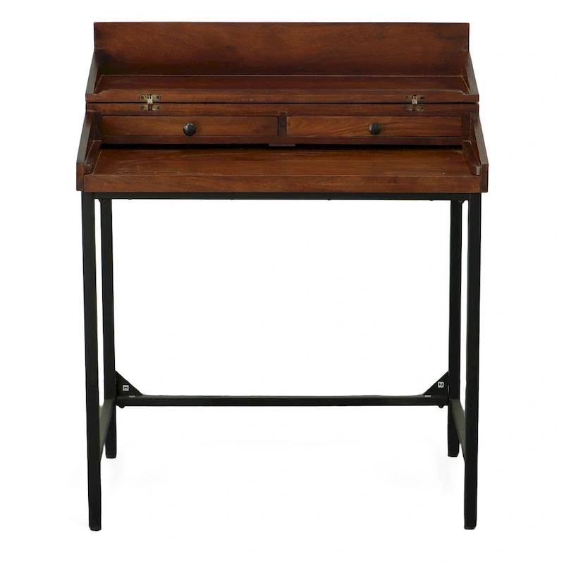 Carolina Living Raleigh Rustic Top Writing Desk - Chestnut/Black