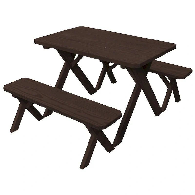 Pine 5' Cross-Leg Picnic Table with 2 Benches