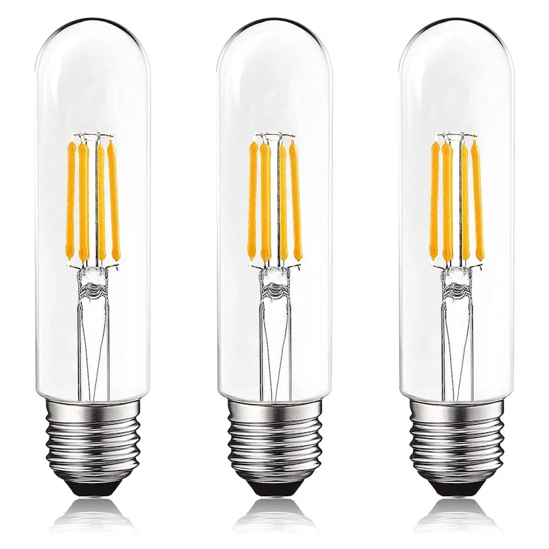 Luxrite T10 LED Bulb 5W=60W 3000K Soft White Edison Bulb 500 Lumens Tubular Light Bulb Damp Rated UL Listed E26 3 Pack