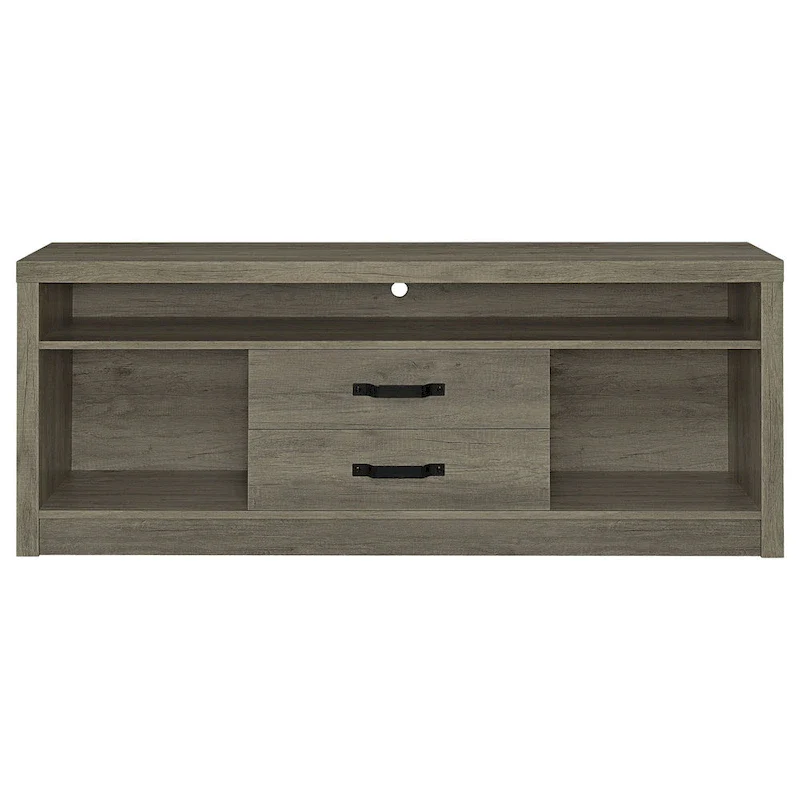TV Entertainment Console with 2 Media Tower, 8 Compartments, Driftwood Gray