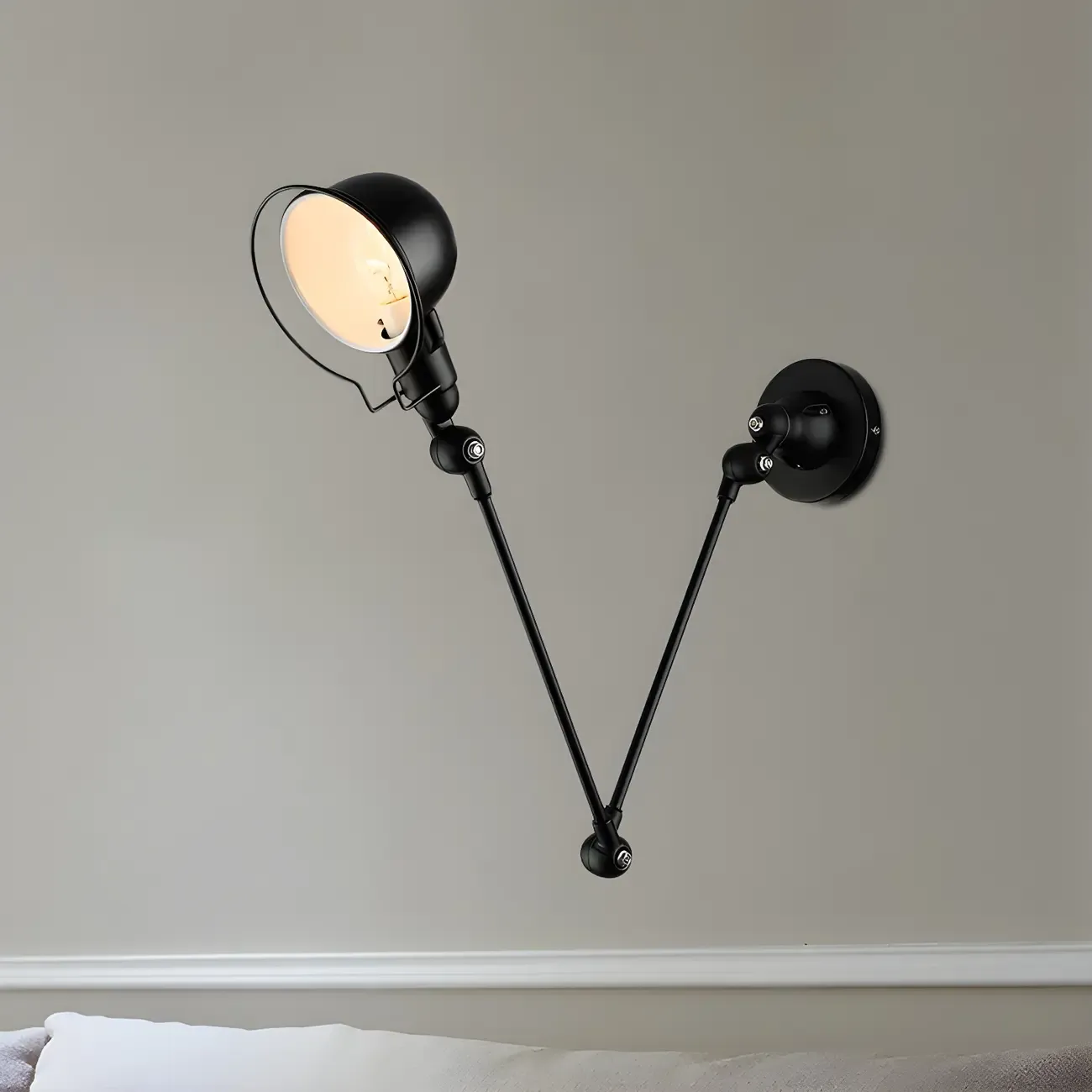 Industrial Metal Swing Arm Bowl Shade Wall Light