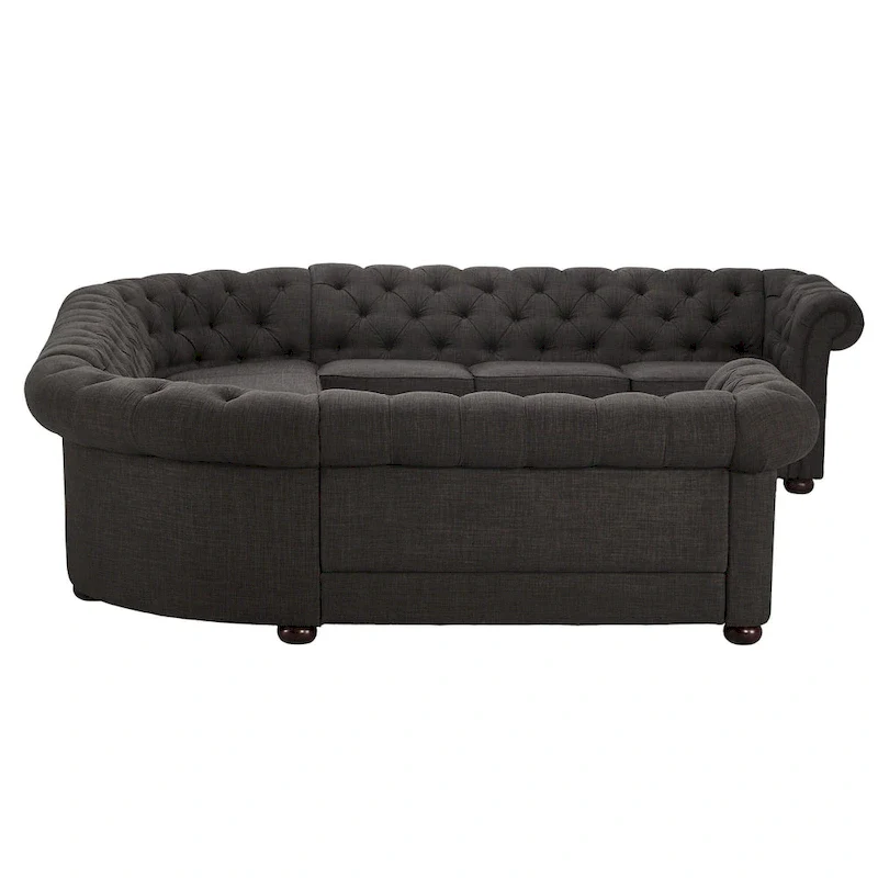 Tufted U-Shaped Sectional Sofa 10-Seater with Scroll Arms