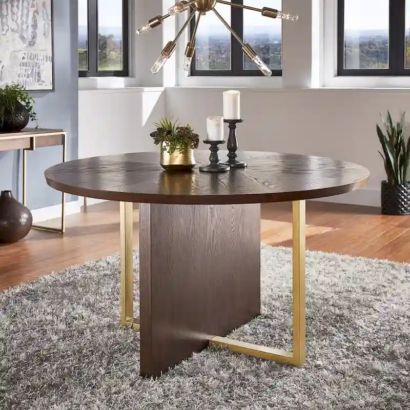 Andrea Espresso 54-inch Round Dining Table by iNSPIRE Q Modern - 54 Round Dining Table