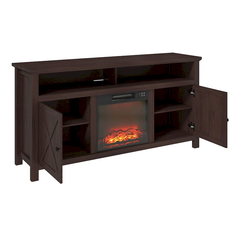 Clihome 58  Wood Fireplace TV Stand with 18  Electric Fireplace