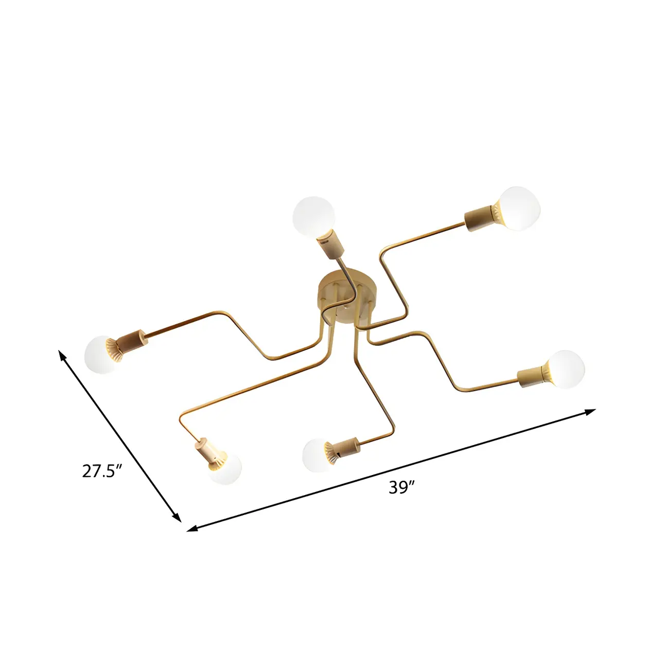 Industrial Branch Metal Semi Flush Ceiling Light