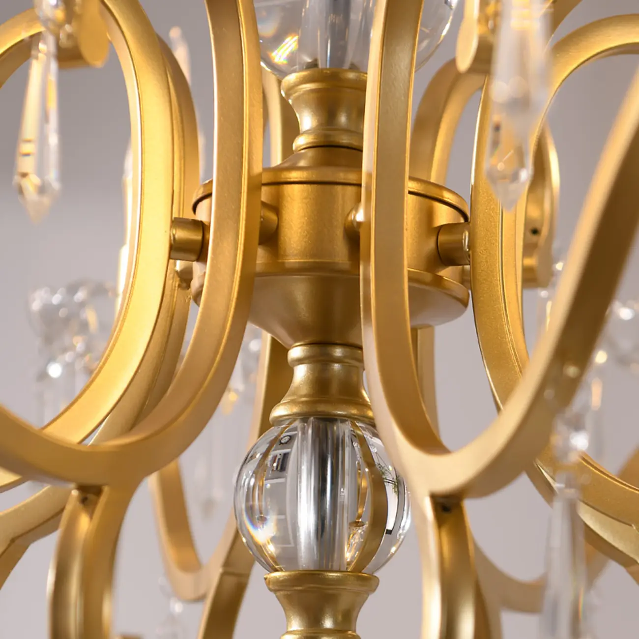 French Gold Crystal Candelabra Chandelier