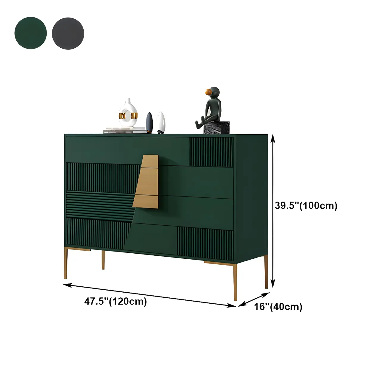 Elegant Wooden Sideboard with Drawers in Green/Grey