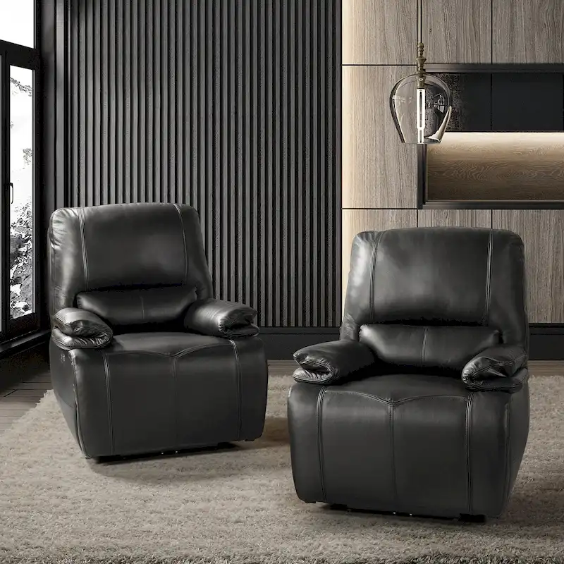Clara Genuine Leather Power Recliner with Cushion Padded, Set of 2