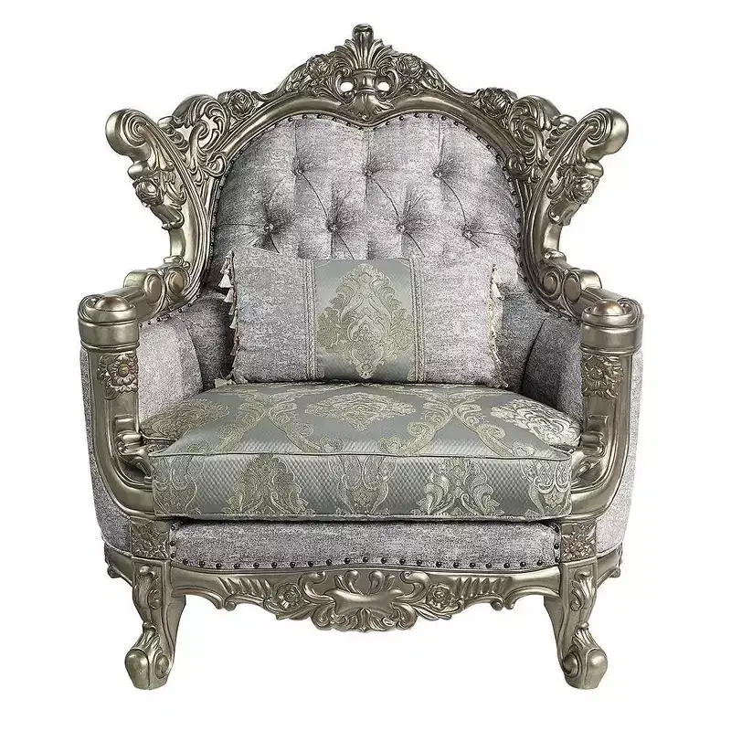 44.5" Miliani Accent Chair Fabric/Antique Bronze Finish - Acme Furniture