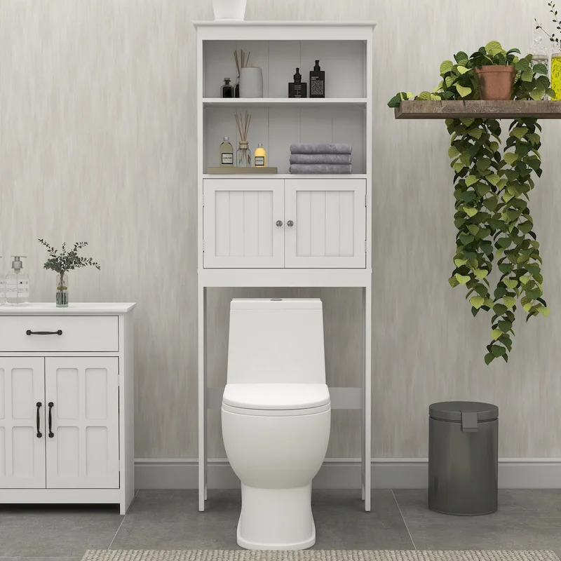 Over-the-toilet Bathroom Storage with 2-doors - 9.06 x 24.80 x 69.69