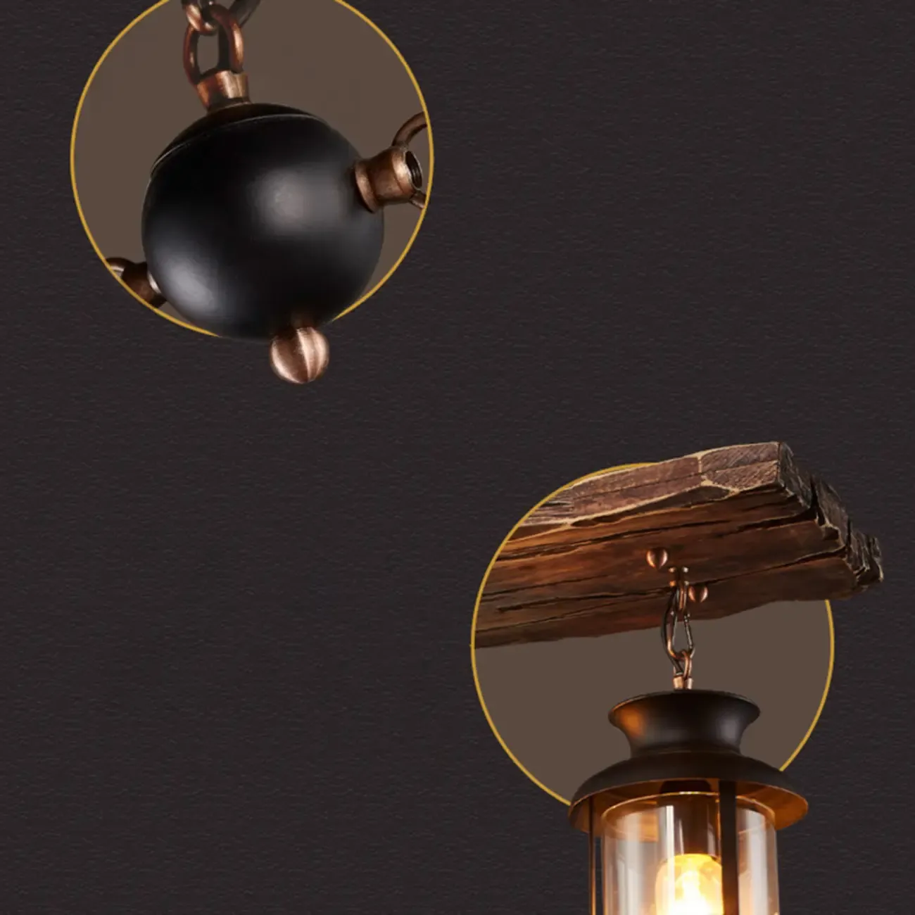 Industrial Island Light Brown Steampunk Cylindrical Pendant Light