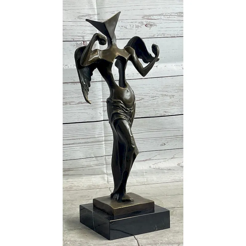 Salvador Dali Surrealistic Angel Abstract Modern Art Bronze Statue Sculpture Art