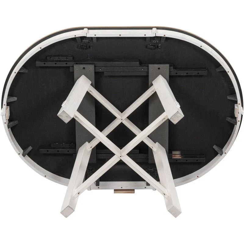 Farmhouse Round Extendable Dining Table with 16 Leaf Wood