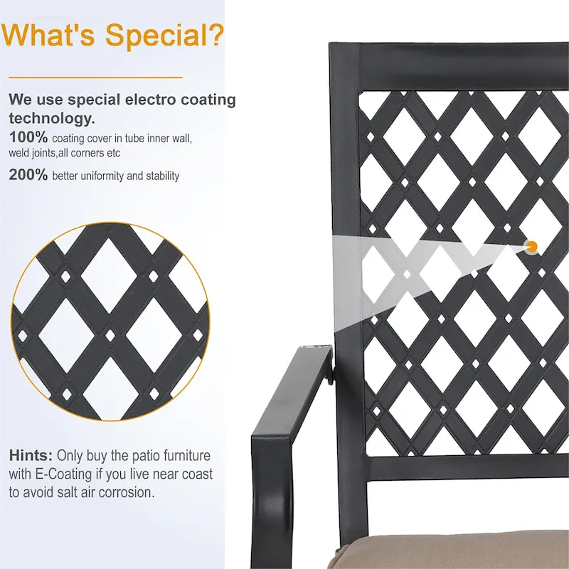 MAISON ARTS 5-Piece Patio Dining Set with 4 Swivel Cushioned Chairs and a 37 Weather Resistant Table