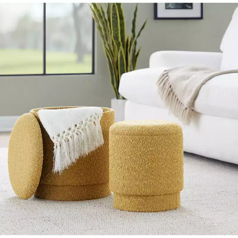 LumiSource Marla Upholstered Ottoman Set Fabric