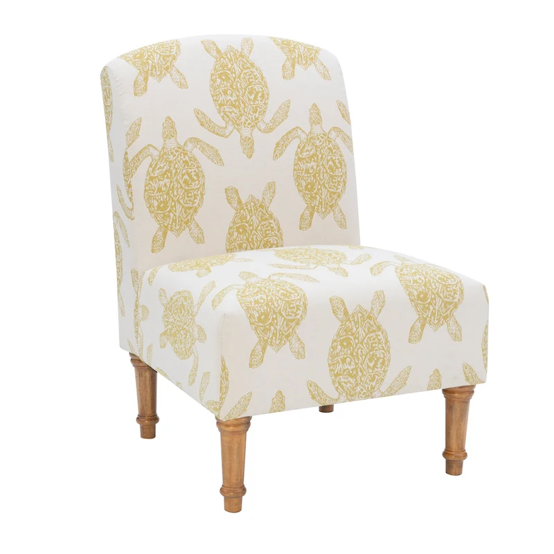 Terrapin Upholstered Turtle Pattern Accent Chair