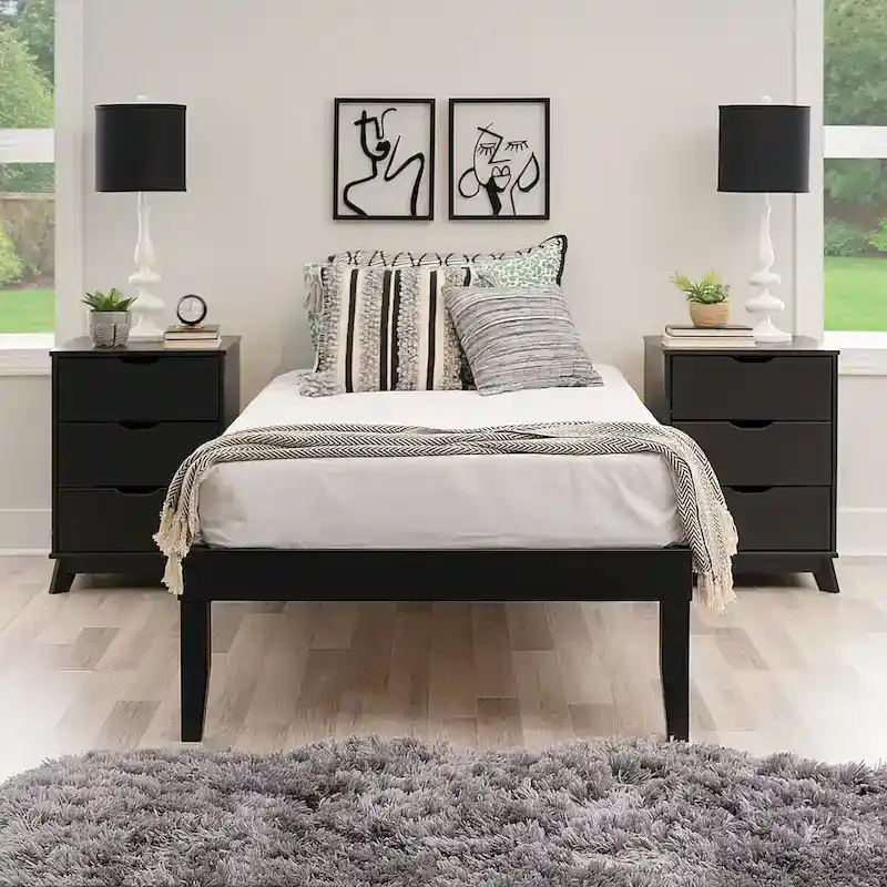 Purcell Bedroom 3-Piece Set with 3-Drawer Nightstands (Set of 2)