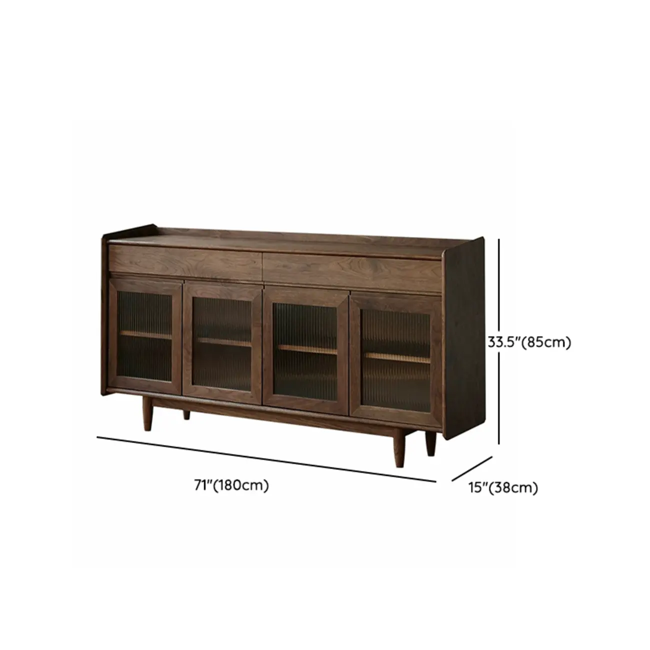 Modern Dark Brown Pine Wood Sideboard with Drawers