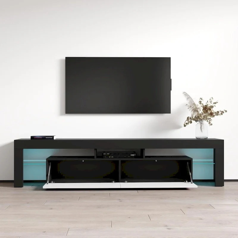 White 79-Inch TV Stand with LED Lights