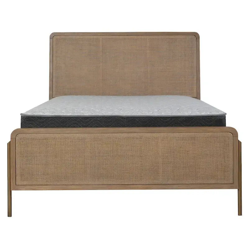 Stevie Sand Wash and Natural Cane Upholstered Panel Bed