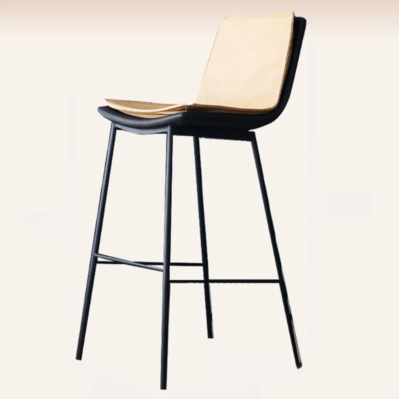 Modern Leather Counter Height Bar Stool with Back