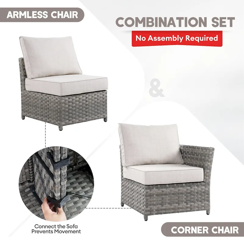 XIZZI 6-piece Patio Wicker Furniture Set with Coffee Table