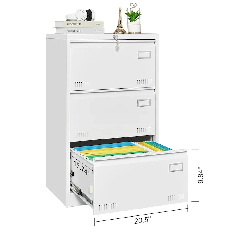 Metal Lateral 3 Drawer File Cabinet with Lock