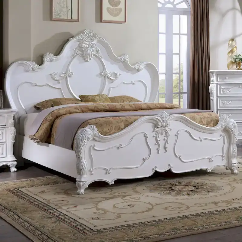 Traditional Solid Wood Panel Bed