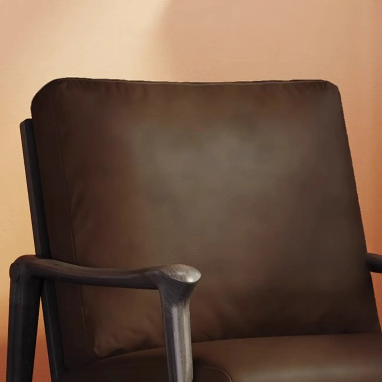 Mid-Century Modern Genuine Leather Arm Chair Living Room