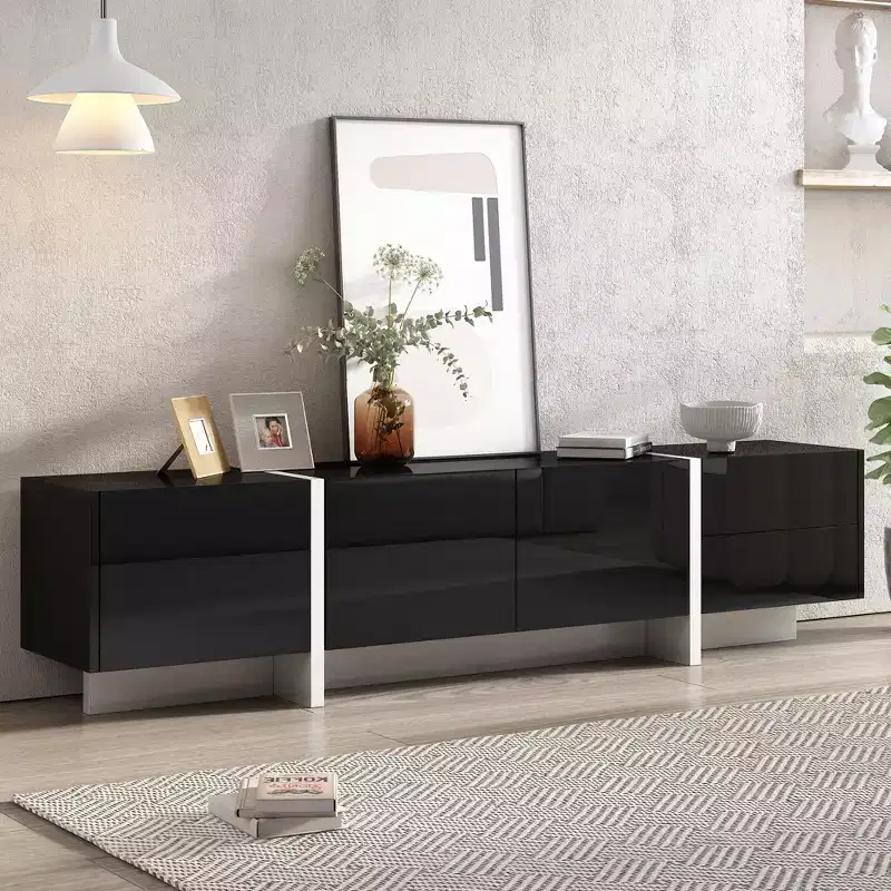 Modern TV Stand for TVs up to 80'' with High Gloss UV Surface-ModernLuxe